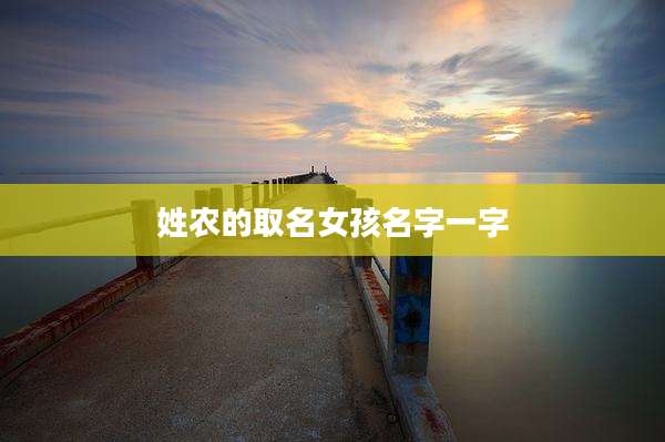 姓农的取名女孩名字一字