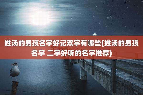 姓汤的男孩名字好记双字有哪些(姓汤的男孩名字 二字好听的名字推荐)