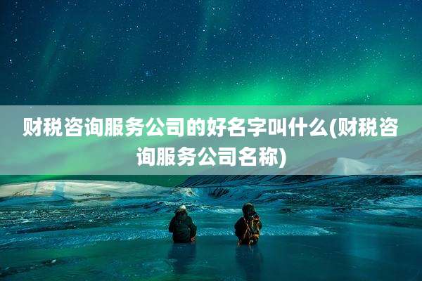 财税咨询服务公司的好名字叫什么(财税咨询服务公司名称)