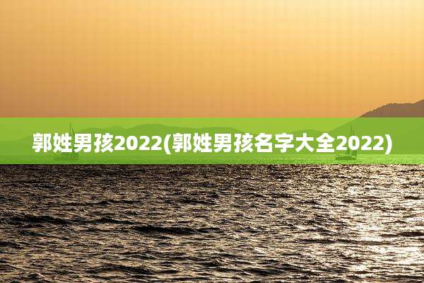 郭姓男孩2022(郭姓男孩名字大全2022)
