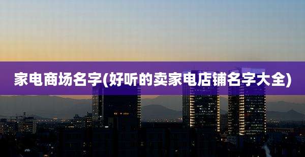 家电商场名字(好听的卖家电店铺名字大全)