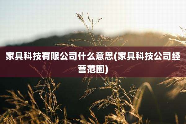 家具科技有限公司什么意思(家具科技公司经营范围)