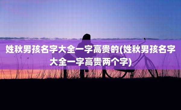 姓秋男孩名字大全一字高贵的(姓秋男孩名字大全一字高贵两个字)