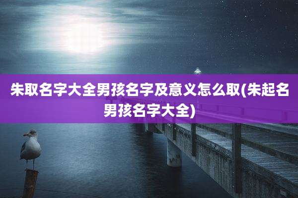 朱取名字大全男孩名字及意义怎么取(朱起名男孩名字大全)