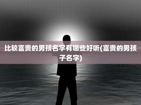 比较富贵的男孩名字有哪些好听(富贵的男孩子名字)