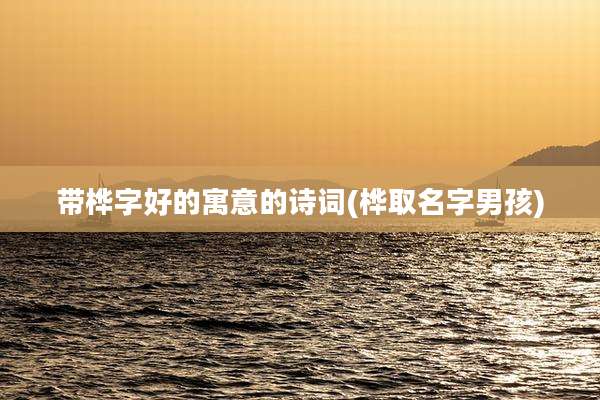 带桦字好的寓意的诗词(桦取名字男孩)