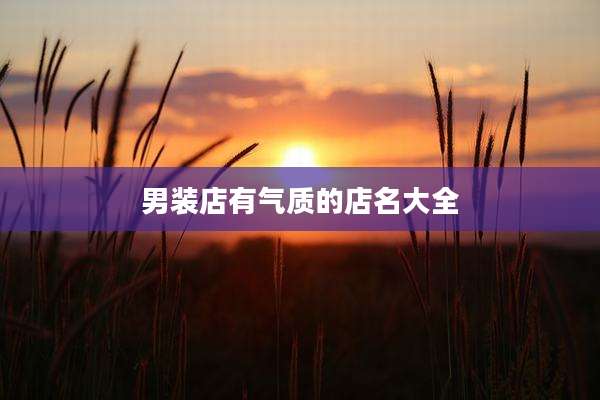 男装店有气质的店名大全