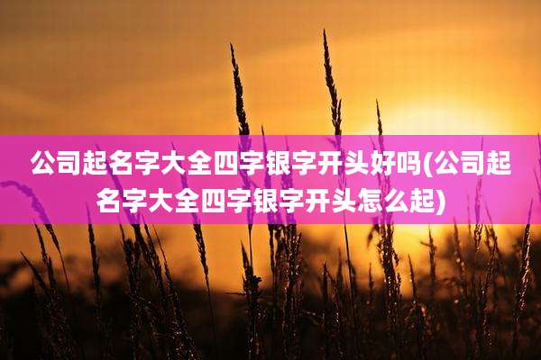 公司起名字大全四字银字开头好吗(公司起名字大全四字银字开头怎么起)