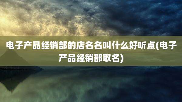 电子产品经销部的店名名叫什么好听点(电子产品经销部取名)