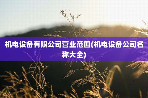 机电设备有限公司营业范围(机电设备公司名称大全)