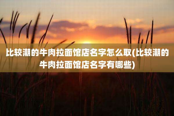比较潮的牛肉拉面馆店名字怎么取(比较潮的牛肉拉面馆店名字有哪些)