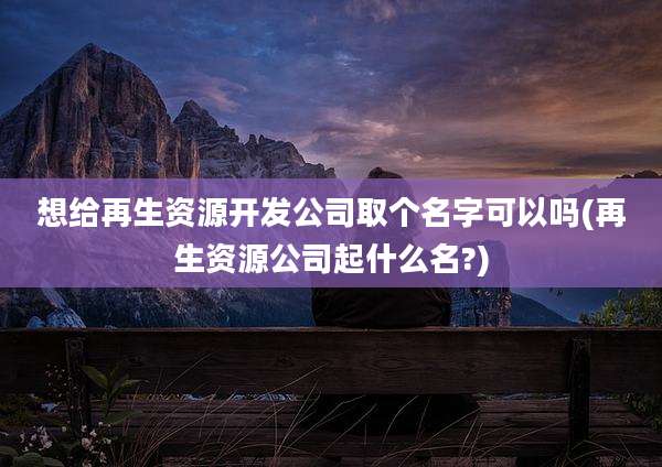 想给再生资源开发公司取个名字可以吗(再生资源公司起什么名?)
