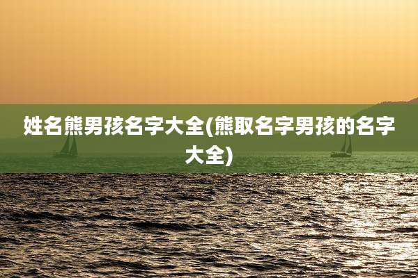 姓名熊男孩名字大全(熊取名字男孩的名字大全)