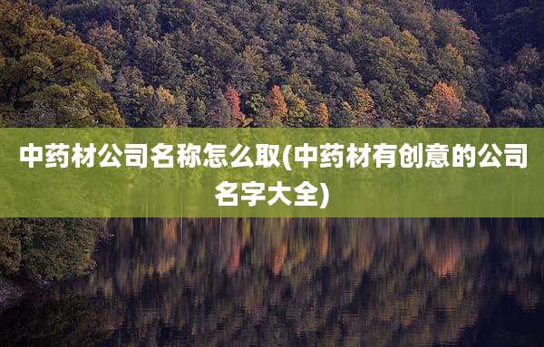 中药材公司名称怎么取(中药材有创意的公司名字大全)