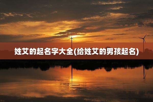 姓艾的起名字大全(给姓艾的男孩起名)