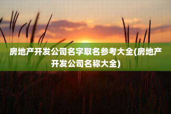 房地产开发公司名字取名参考大全(房地产开发公司名称大全)