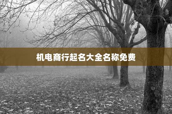 机电商行起名大全名称免费