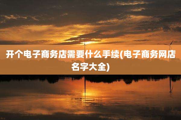 开个电子商务店需要什么手续(电子商务网店名字大全)