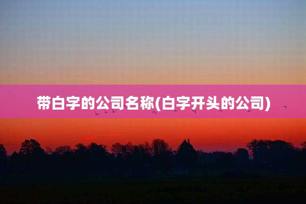 带白字的公司名称(白字开头的公司)