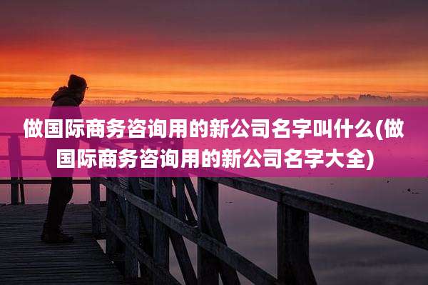 做国际商务咨询用的新公司名字叫什么(做国际商务咨询用的新公司名字大全)