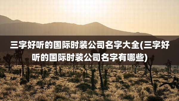 三字好听的国际时装公司名字大全(三字好听的国际时装公司名字有哪些)