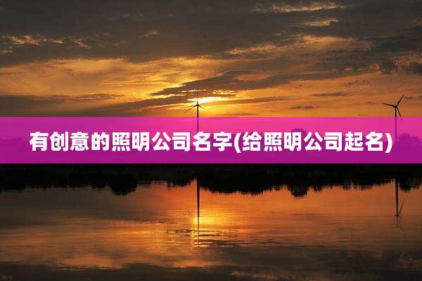 有创意的照明公司名字(给照明公司起名)