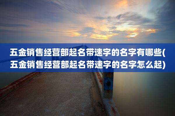 五金销售经营部起名带速字的名字有哪些(五金销售经营部起名带速字的名字怎么起)