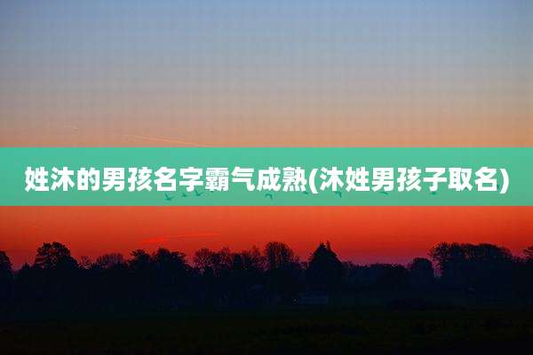 姓沐的男孩名字霸气成熟(沐姓男孩子取名)