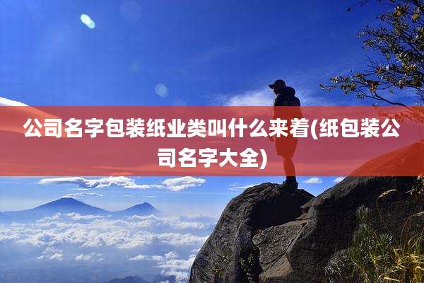 公司名字包装纸业类叫什么来着(纸包装公司名字大全)