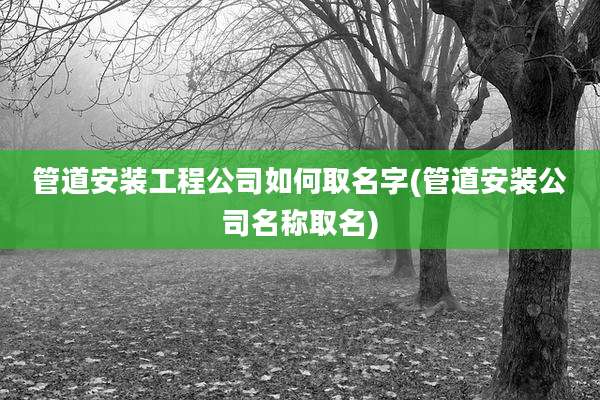 管道安装工程公司如何取名字(管道安装公司名称取名)