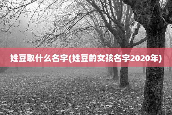 姓豆取什么名字(姓豆的女孩名字2020年)