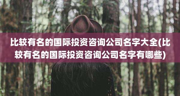 比较有名的国际投资咨询公司名字大全(比较有名的国际投资咨询公司名字有哪些)