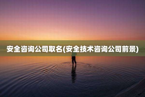 安全咨询公司取名(安全技术咨询公司前景)