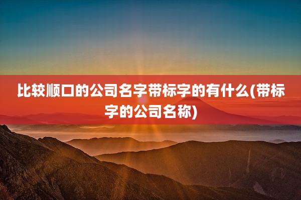 比较顺口的公司名字带标字的有什么(带标字的公司名称)