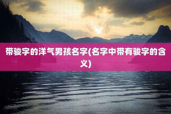 带骏字的洋气男孩名字(名字中带有骏字的含义)