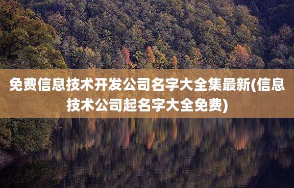 免费信息技术开发公司名字大全集最新(信息技术公司起名字大全免费)