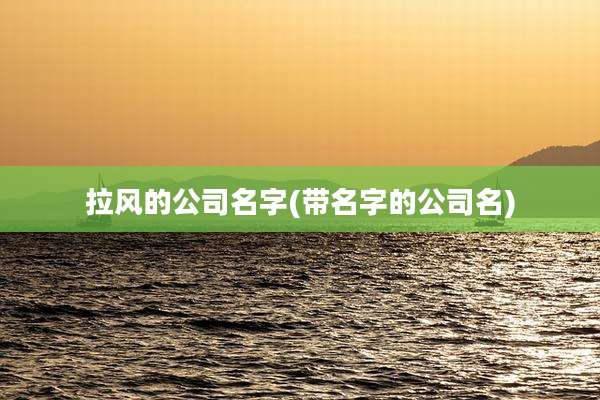 拉风的公司名字(带名字的公司名)