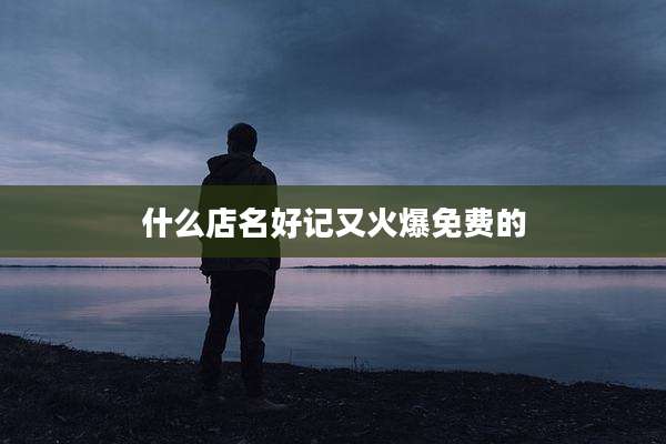 什么店名好记又火爆免费的