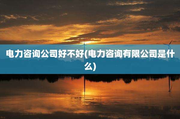 电力咨询公司好不好(电力咨询有限公司是什么)