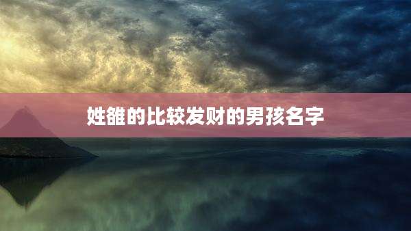 姓雒的比较发财的男孩名字
