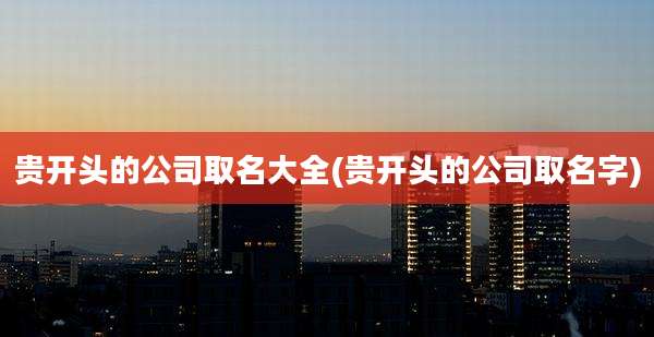 贵开头的公司取名大全(贵开头的公司取名字)