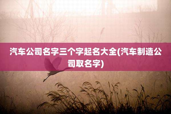 汽车公司名字三个字起名大全(汽车制造公司取名字)