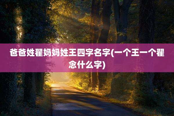 爸爸姓翟妈妈姓王四字名字(一个王一个翟念什么字)