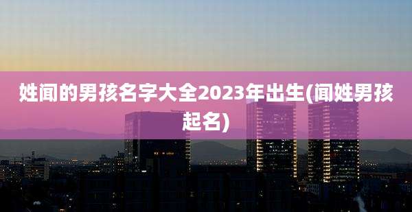姓闻的男孩名字大全2023年出生(闻姓男孩起名)