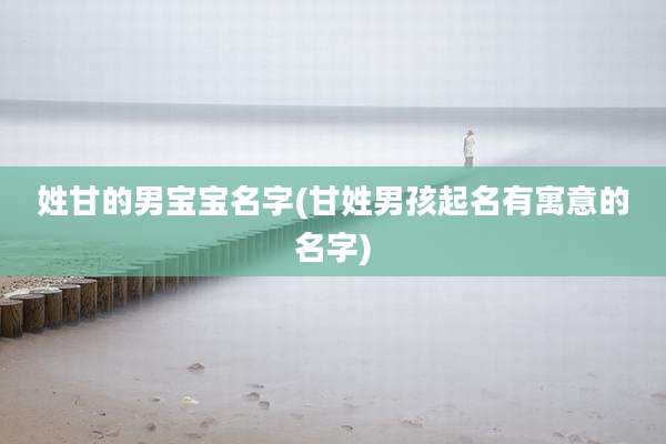 姓甘的男宝宝名字(甘姓男孩起名有寓意的名字)