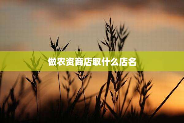做农资商店取什么店名