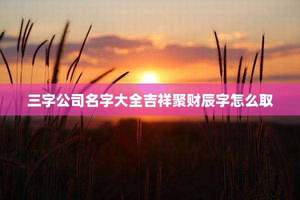 三字公司名字大全吉祥聚财辰字怎么取