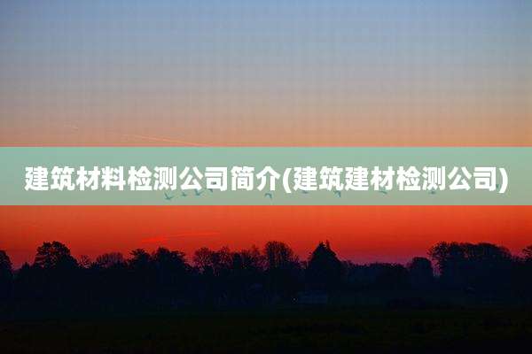建筑材料检测公司简介(建筑建材检测公司)