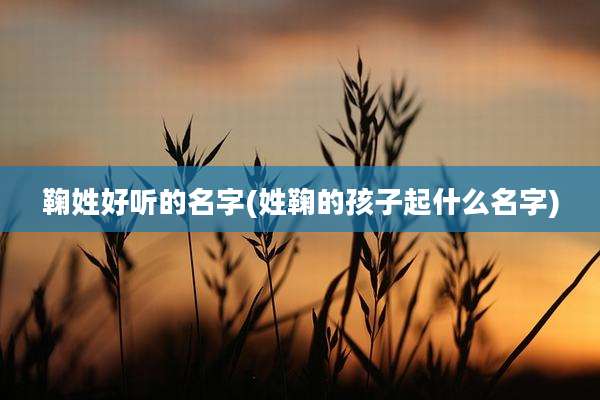 鞠姓好听的名字(姓鞠的孩子起什么名字)