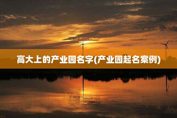 高大上的产业园名字(产业园起名案例)